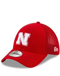 New Era Scarlet Nebraska Huskers Team Mesh 39thirty Flex Hat