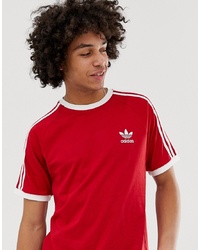 adidas Originals 3 Stripe T Shirt Red Dv1565