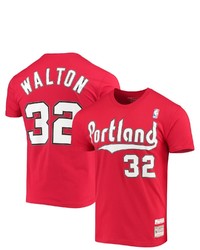 Mitchell & Ness Bill Walton Red Portland Trail Blazers Hardwood Classics Player Name Number T Shirt