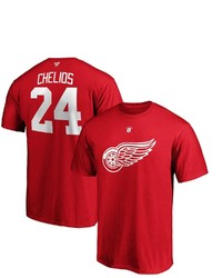 FANATICS Branded Chris Chelios Red Detroit Red Wings Authentic Stack Retired Player Name Number T Shirt