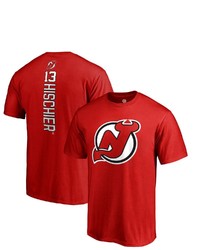 FANATICS Branded Nico Hischier Red New Jersey Devils Big Tall Backer Name Number T Shirt