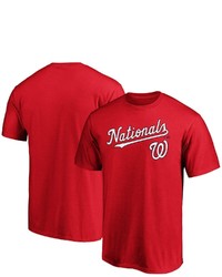 FANATICS Branded Red Washington Nationals Team Logo Lockup T Shirt