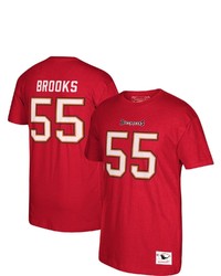 Mitchell & Ness Derrick Brooks Red Tampa Bay Buccaneers Retired Player Logo Name Number T Shirt
