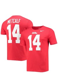 Nike Dk Metcalf Red Ole Miss Rebels Alumni Name Number T Shirt