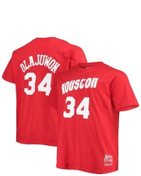 Mitchell & Ness Hakeem Olajuwon Red Houston Rockets Big Tall Hardwood Classics Name Number T Shirt