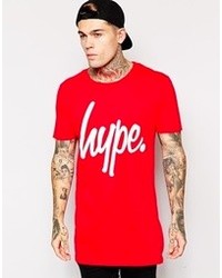 Hype Longline T Shirt With Basic Logo Red