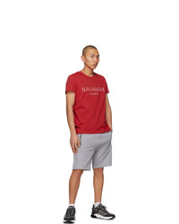 Balmain Red 3d Logo T Shirt