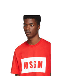 MSGM Red Box Logo T Shirt