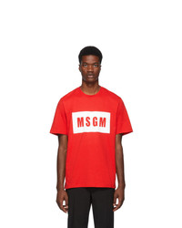MSGM Red Box Logo T Shirt