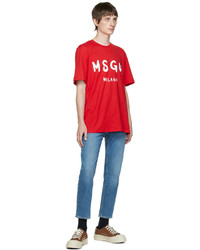 MSGM Red Printed T Shirt