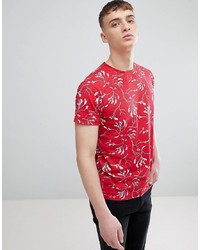 Solid T Shirt In Reverse Print In Red