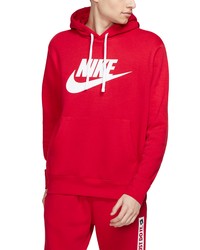 Red and White Print Fleece Hoodie