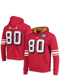 Mitchell & Ness Jerry Rice Scarlet San Francisco 49ers Retired Player Name Number Fleece Pullover Hoodie