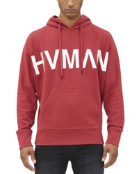 HVMAN Logo Waffle Knit Pullover Hoodie In Rosewood At Nordstrom