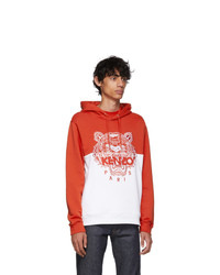 Kenzo Red And White Limited Edition Colorblock Tiger Hoodie
