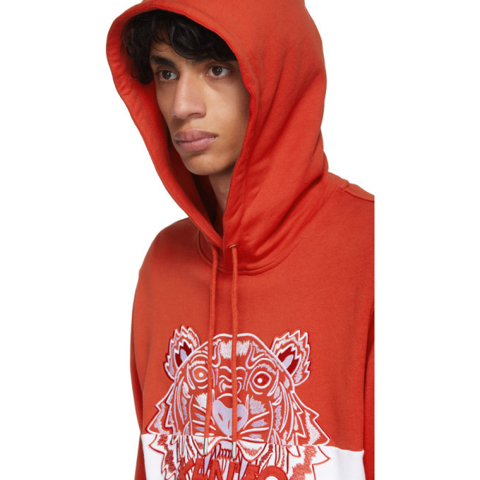 Kenzo Red And White Limited Edition Colorblock Tiger Hoodie 194