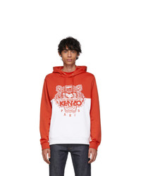 Kenzo Red And White Limited Edition Colorblock Tiger Hoodie