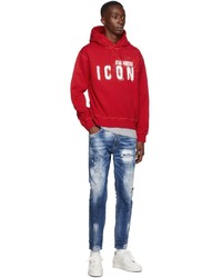 DSQUARED2 Red Icon Spray Hoodie