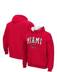 Colosseum Red Miami University Redhawks Arch And Logo Pullover Hoodie