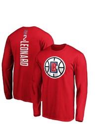 FANATICS Branded Kawhi Leonard Red La Clippers Team Playmaker Name Number Long Sleeve T Shirt