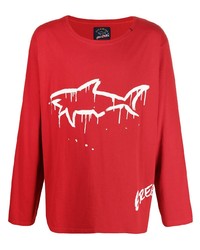 Greg Lauren X Paul & Shark Long Sleeve Shark Print T Shirt