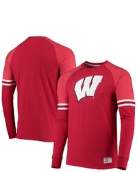 Under Armour Red Wisconsin Badgers Game Day Sleeve Stripe Raglan Long Sleeve T Shirt
