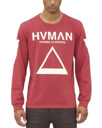 HVMAN Triangle Logo Crewneck Long Sleeve Graphic Tee In Rosewood At Nordstrom