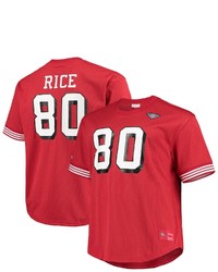 Mitchell & Ness Jerry Rice Scarlet San Francisco 49ers Big Tall Retired Player Mesh T Shirt