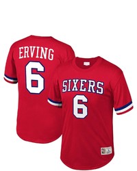 Mitchell & Ness Julius Erving Red Philadelphia 76ers Mesh T Shirt