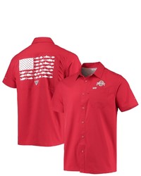 Columbia Pfg Scarlet Ohio State Buckeyes Slack Tide Camp Button Up Shirt At Nordstrom