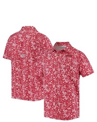 Columbia Scarlet Ohio State Buckeyes Super Slack Tide Button Up Omni Shade Shirt