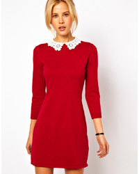 Asos Knit Dress With Lace Collar