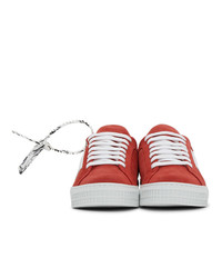 Off-White Red And White Suede Arrow Sneakers