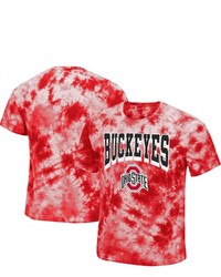 Red and White Tie-Dye Crew-neck T-shirt