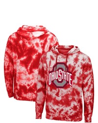 Colosseum Scarlet Ohio State Buckeyes All Right Tie Dye Pullover Hoodie