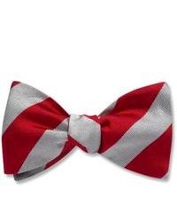Red and White Vertical Striped Bow-tie