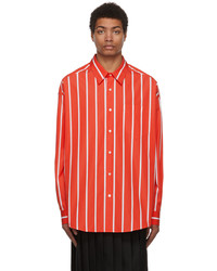 AMI Alexandre Mattiussi Red Striped Oversized Shirt