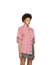 MSGM Red And White Stripe Shirt Dress
