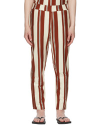 Red and White Vertical Striped Sweatpants