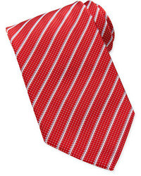 Brioni Dotted Textured Stripe Tie Red