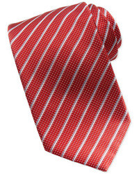 Brioni Dotted Textured Stripe Tie Red