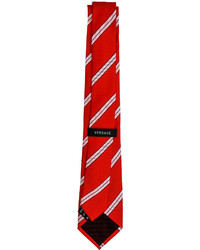 Versace Multicolor Stripe Silk Tie Redblackwhite