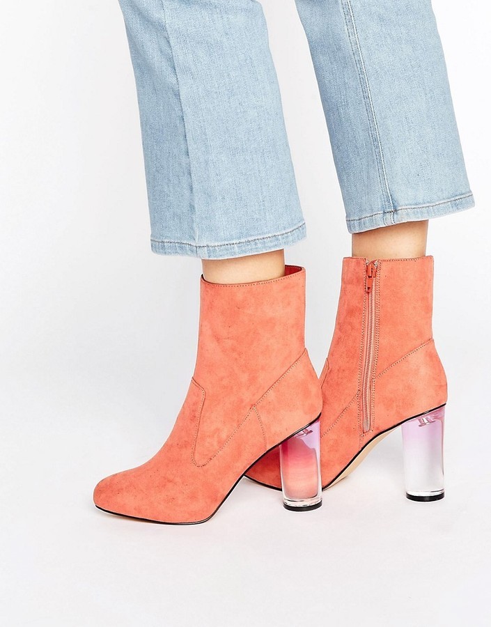 boots with clear block heel