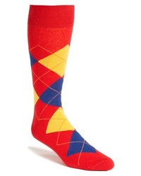 Lorenzo Uomo Argyle Socks Red Navy Yellow One Size