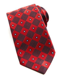 Ermenegildo Zegna Diagonal Box Silk Tie Red