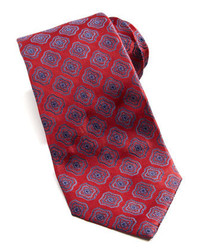 Isaia Fancy Square Medallion Silk Tie Red