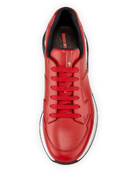 Prada Leather Running Sneaker Red