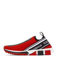 Dolce and Gabbana Red Sorrento Slip On Sneakers