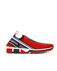 Dolce and Gabbana Red Sorrento Slip On Sneakers