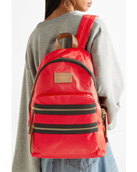 Marc Jacobs Biker Leather Trimmed Shell Backpack Red